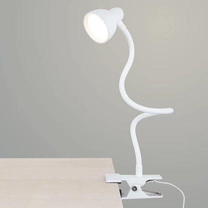 Clip on Lamp USB Reading Light, 3 Color Modes, 10 Brightness Dimmable, Flexible Gooseneck Desk Lamp with Clamp, Eye Care Clip on Light for Bed Desk Headboard Home Dorm(White) - LeafyLoom