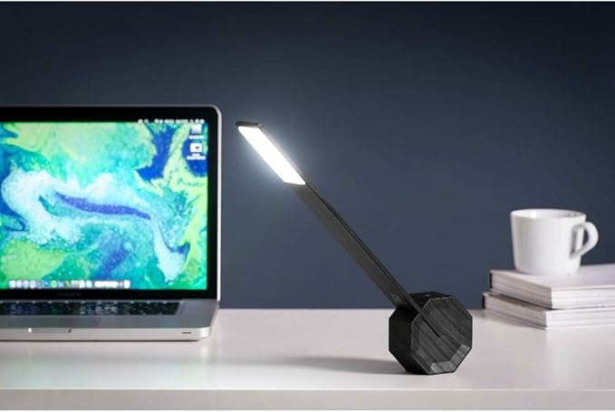 Gingko Octagon One Rechargeable Modern LED Desk Lamp Touch Sensitive Black - LeafyLoom