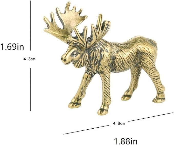 Vintage Solid Brass Elk Figurine - Festive Desk Decor for Collectors - Perfect Holiday Accent(Elk) - LeafyLoom