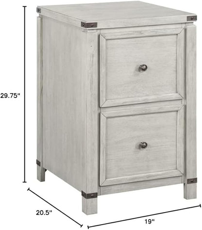 OSP Home Furnishings Designs Baton Rouge 2 Drawer File Cabinet with Rustic Design and Metal Accents, Champagne Oak - LeafyLoom