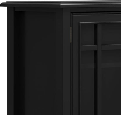 SIMPLIHOME Connaught Low Storage Cabinet, 46 inch, Black - LeafyLoom