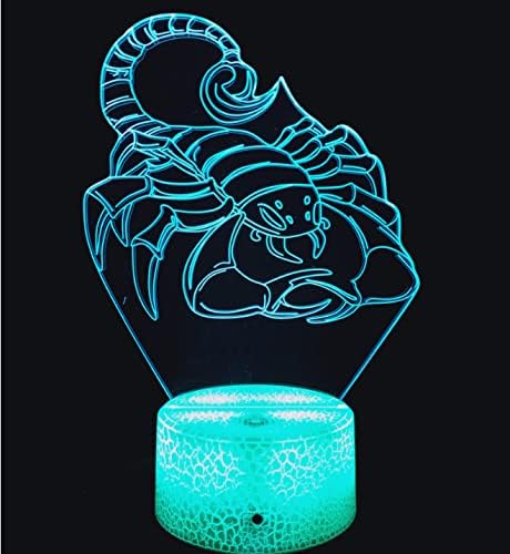 Creative 3D Scorpion Night Light USB Power Remote Control Touch Switch LED Decor Table Desk Lamp 7/16 Colors Changing Lights Children Kids Toy Christmas Xmas Brithday Gift - LeafyLoom