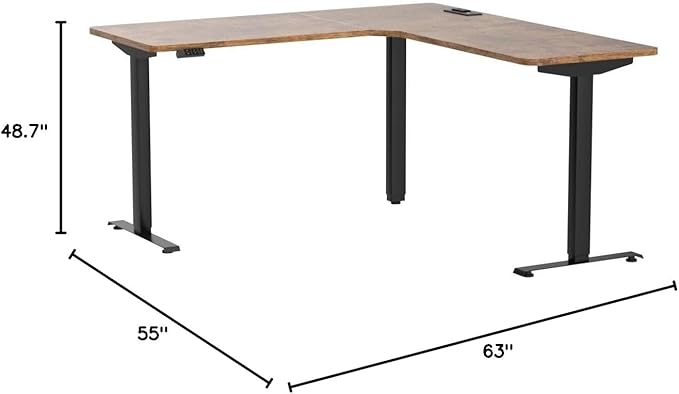 Marsail Corner Stand Up Desk Adjustable Height with 4-in 1 Electical Outlet, L Shaped Electric Standing Desk with Headphone Hook, Stand up Desk for Home Office Sturdy Writing Workstation Rustic - LeafyLoom