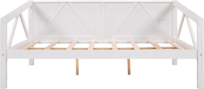 Jintop Full Size Daybed with Additional Storage Space,Sturdy Sofa Bed Frame W/ 8 Wood Slat Support,Easy to Install,for Teens Kids Girls Boys,Living Room Bedroom Apartment,White - LeafyLoom