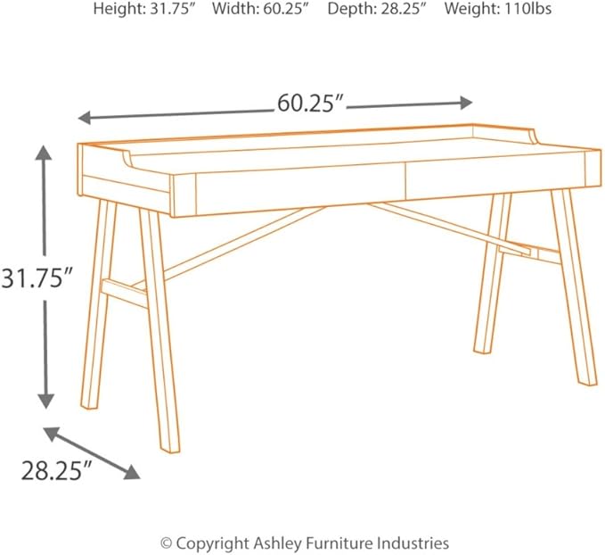 Signature Design by Ashley Raventown Urban 60" Home Office Desk, Weathered Brown - LeafyLoom