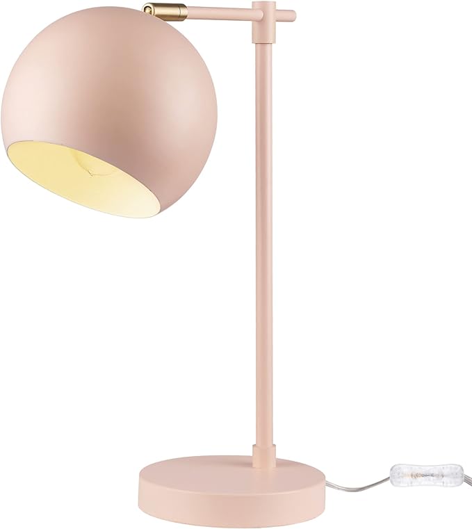 Globe Electric 52285 Hannah 18" Desk Lamp, Matte Pink, Brass Pivot Joint, in-Line On/Off Rotary Switch - LeafyLoom