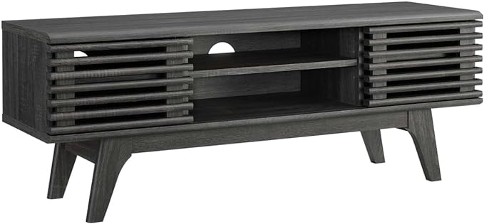 Modway Render Mid-Century Modern Low Profile 46 Inch Media Console TV Stand in Charcoal, 46" - LeafyLoom