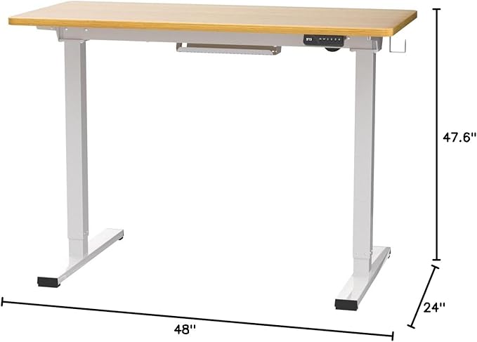 FLEXISPOT Adjustable Desk Quick Assembly Electric Standing Desk with 48 x 24 Inches Whole-Piece Ergonomic Memory Controller Sit Stand Desk(White Frame + 48" Bamboo Texture Desktop) - LeafyLoom