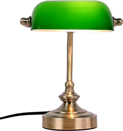 FIRVRE Mini Glass Bankers Lamp, Desk Lamp, Classic Retro Bronze Finish G9 Base, Plug in Vintage Table lamp, Reading Modern for Home Office,Piano Banker Mini Desk Table Lamp,Library(without bulb) - LeafyLoom