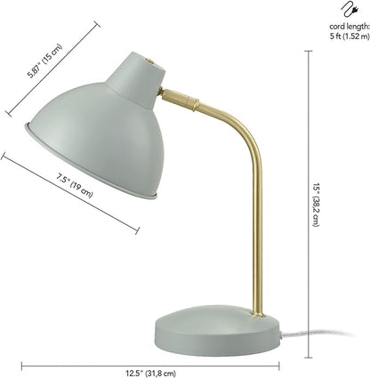 Globe Electric 30289 15" Desk Lamp, Matte Sage Green, Matte Gold Arm, Pivoting Shade, in-Line On/Off Rocker Switch, Home Décor, Lamp for Bedroom, Home Office Accessories, Desk Lamps for Home Office - LeafyLoom