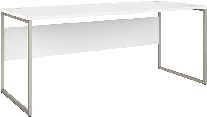 Bush Business Furniture Hybrid 72W x 30D Computer Table Desk with Metal Legs in White - LeafyLoom