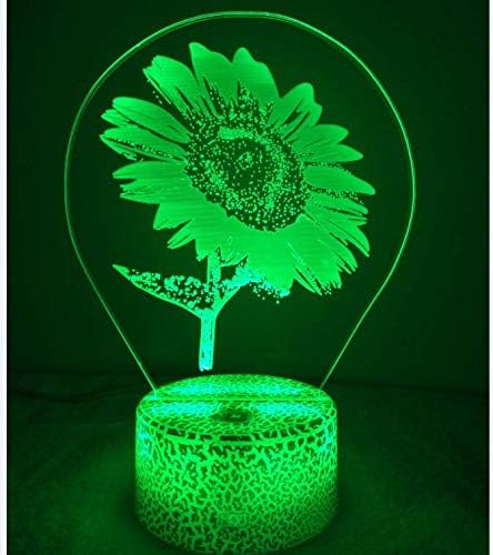 3D Sunflower Night Light USB Powered Touch Switch Remote Control LED Decor Optical Illusion 3D Lamp 7/16 Colors Changing Xmas Children Kids Toy Christmas Brithday Gift - LeafyLoom