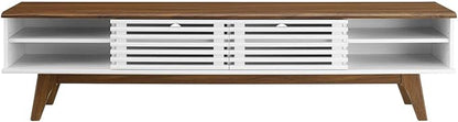 Modway Render Mid-Century Modern Low Profile 70 Inch Media Console TV Stand in Walnut White, 70" - LeafyLoom