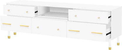 Merax Modern TV Stand for 75"+ Televisions, Entertainment Center Media Console Table, Storage Cabinet Furniture for Living Room, 78.7 inch Length, White - LeafyLoom