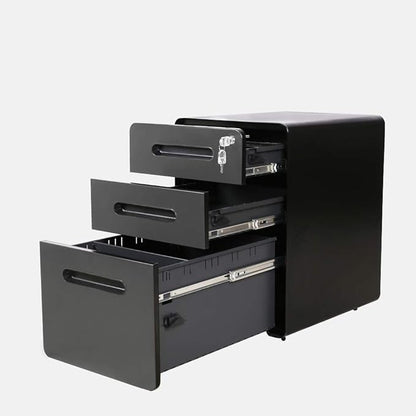 ApexDesk 3-Drawer Vertical Metal Mobile File Cabinet with Locking Keys - Charcoal Panel/Black Body - LeafyLoom