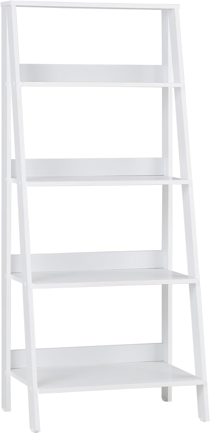 Walker Edison Sophia Modern 4 Shelf Ladder Bookcase , 55 Inch, White - LeafyLoom