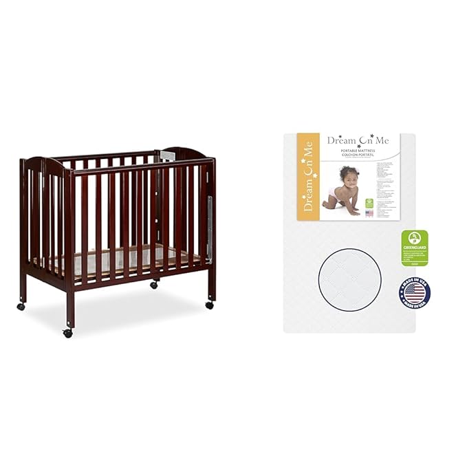 3-in-1 Portable Folding Crib Bundle with Sunset Extra Firm Fiber Mini Crib Mattress, 41x26x40 Inch and 38x24x3 Inch - LeafyLoom