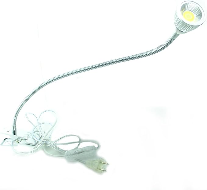 5W 3 Colors LED COB Clip on Light Silver 19.68 INCH 50 CM Tube Desk Flexible Table Bed Lamp Work Home Design lighting 110V 220V 85V - 265V AC with US Plug switch on off 500LM (Silver) - LeafyLoom