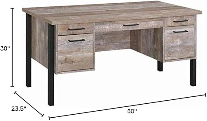 Coaster Furniture Samson 4-Drawer Writing Desk Weathered Oak and Black 801950 - LeafyLoom