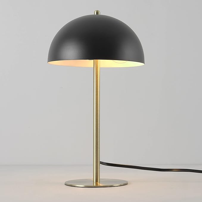 Globe Electric 52938 Luna 15" Desk Lamp, Matte Black, Matte Brass Accents, in-Line On/Off Rocker Switch - LeafyLoom