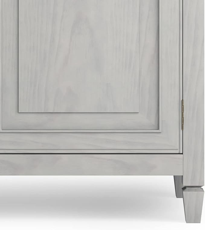 SIMPLIHOME Connaught Solid Wood 40 inch Wide Traditional Entryway Storage Cabinet in Fog Grey for The Living Room, Entryway and Family Room - LeafyLoom