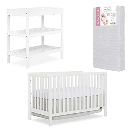 Nursery Essentials Bundle of Dream On Me Ridgefield 5-in-1 Convertible Crib, Dream On Me Ridgefield Changing-Table, with a Dream On Me Honeycomb Orthopedic Firm Fiber Standard Crib Mattress - LeafyLoom