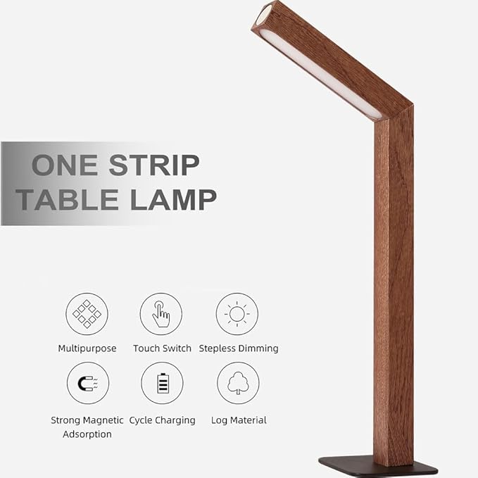 LANDGOO LED Desk Lamp for Home Office,Desk Light Touch Control Foldable Dimmable Lamp Wall Lamp Wooden Night Light (Sapele Wood) - LeafyLoom