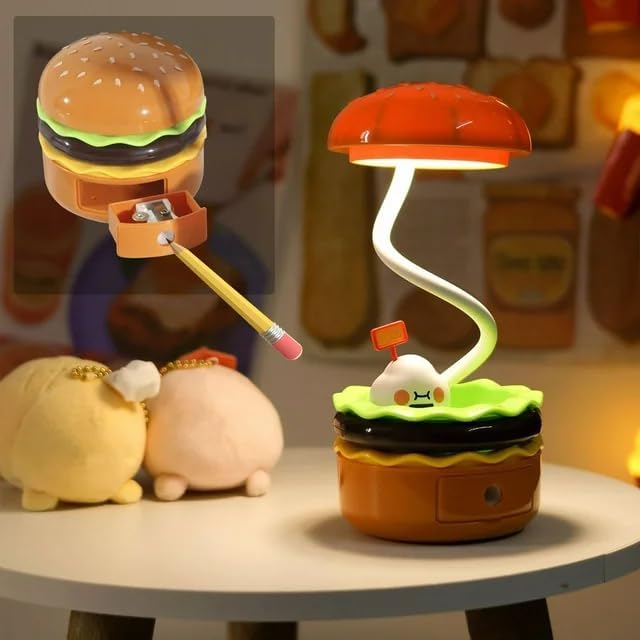 Cute Desk Lamp,Table lamp,Night Lights,Hamburger Small Night lamp,Desk Accessories, Room Decor for Boys Girls Gifts, Yellow, SY-KD300 - LeafyLoom