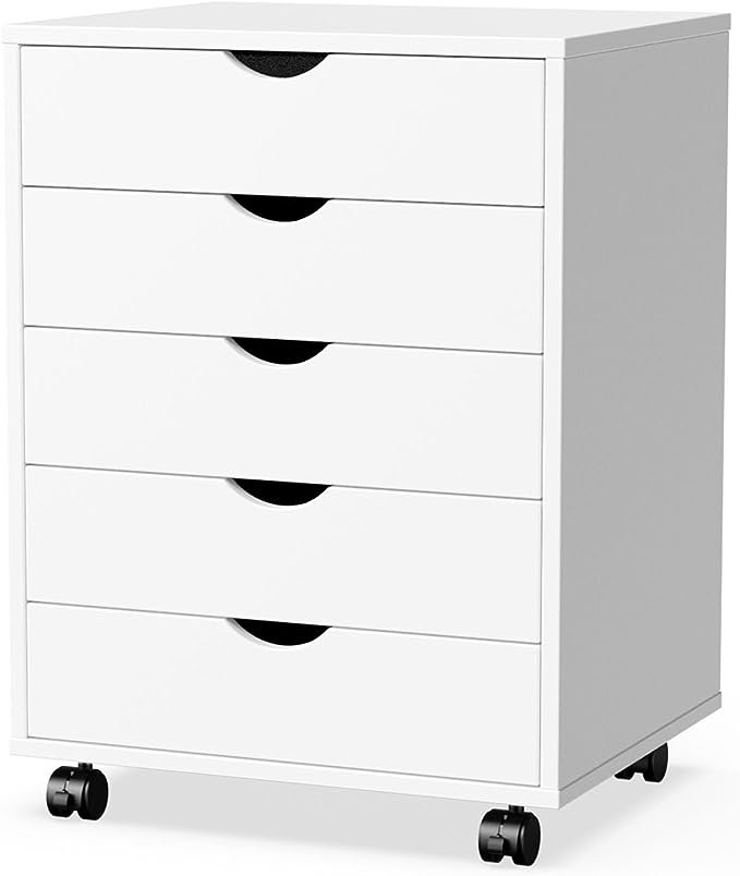 OLIXIS Chest Wood File Cabinet Rolling Organization Storage Dresser with Wheels for Home Office - LeafyLoom