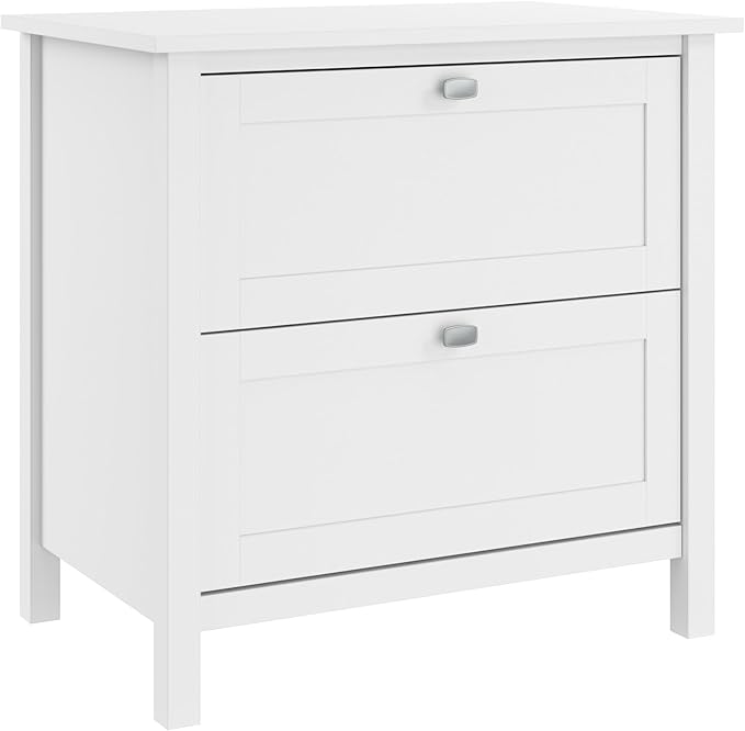 Bush Furniture Broadview 2 Drawer Lateral File Cabinet in Pure White - LeafyLoom