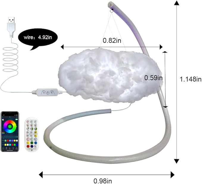 3D Small Cloud lightning Table Lamp Night Light Desk Light Kit Music Sync Multicolor Changing Strip Lights Wireless Remote APP NO DIY Coolest Decorations for Adults Kids Bedside Desk Home Bedroom (2) - LeafyLoom