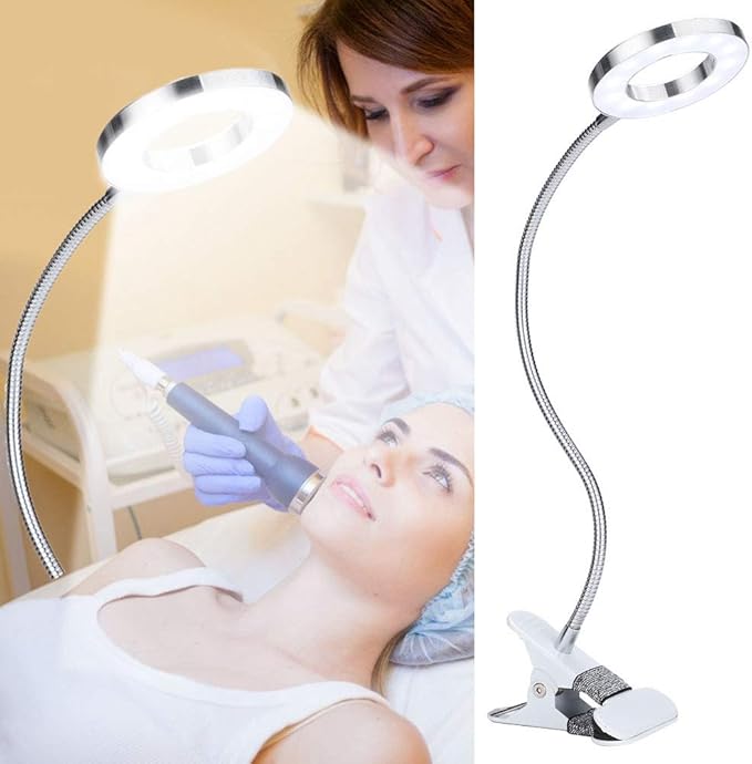 Desk Lamp with Clamp, Mini LED Lamp USB Rechargeable Warm/White Light Changeable Eye Protection Bed Light for Night Reading, Tattoo, Eyelash Extension, Make Up Lamp - LeafyLoom