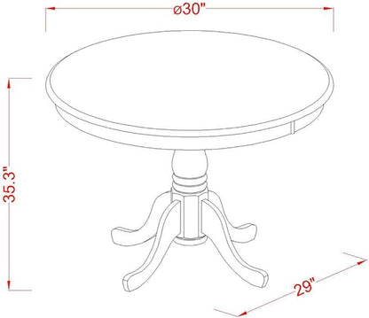 East West Furniture EDCH3-MAH-C Eden 3 Piece Kitchen Counter Height Dining Set Contains a Round Pub Table with Pedestal and 2 Linen Fabric Upholstered Chairs, 30x30 Inch, Mahogany - LeafyLoom