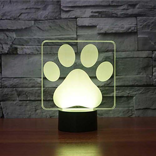 3D Dog Paw Modelling Night Light Touch 16 Color Change LED Table Desk Lamp Acrylic Flat ABS Base USB Home Decoration Toy Birthday Xmas Kid Children Gift - LeafyLoom