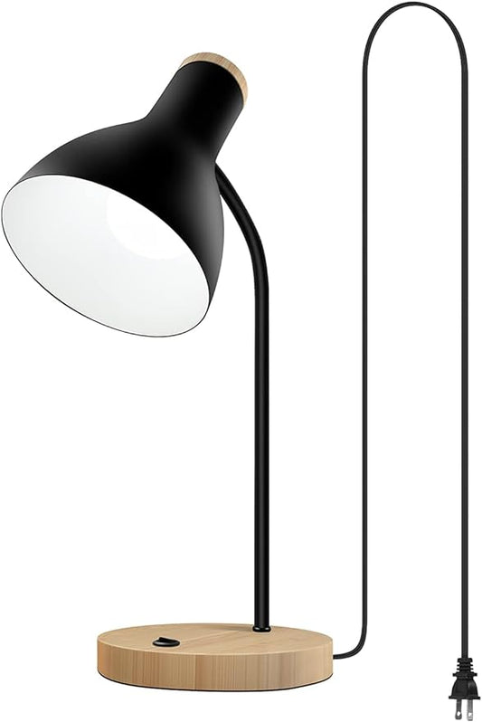 Desk Lamp Eye-Caring Table Lamps, Gooseneck Reading Desk Lamps Light, Portable Reading Book Light, Clamp Light, Study Desk Lamps for Bedroom and Office Home Lighting (Black-01) - LeafyLoom