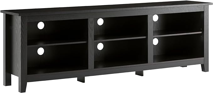 Walker Edison Wren Classic 6 Cubby TV Stand for TVs up to 80 Inches, 70 Inch, Black - LeafyLoom