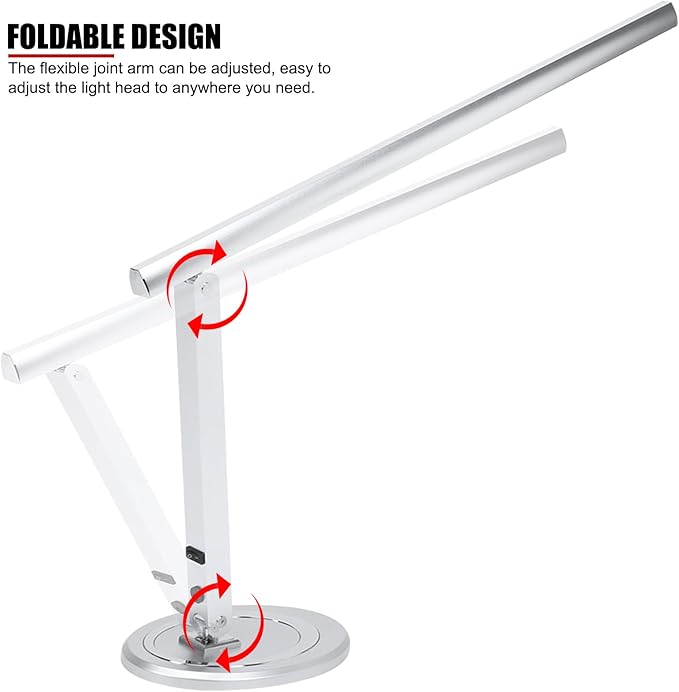 EVTSCAN 10W USB Foldable LED Desk Lamp, with 46 LEDs, 180 Degrees Adjustable Arm, Aluminium Alloy Body, Modern Eye Care LED Table Light for Home Office, for Reading, Studying, Working - LeafyLoom