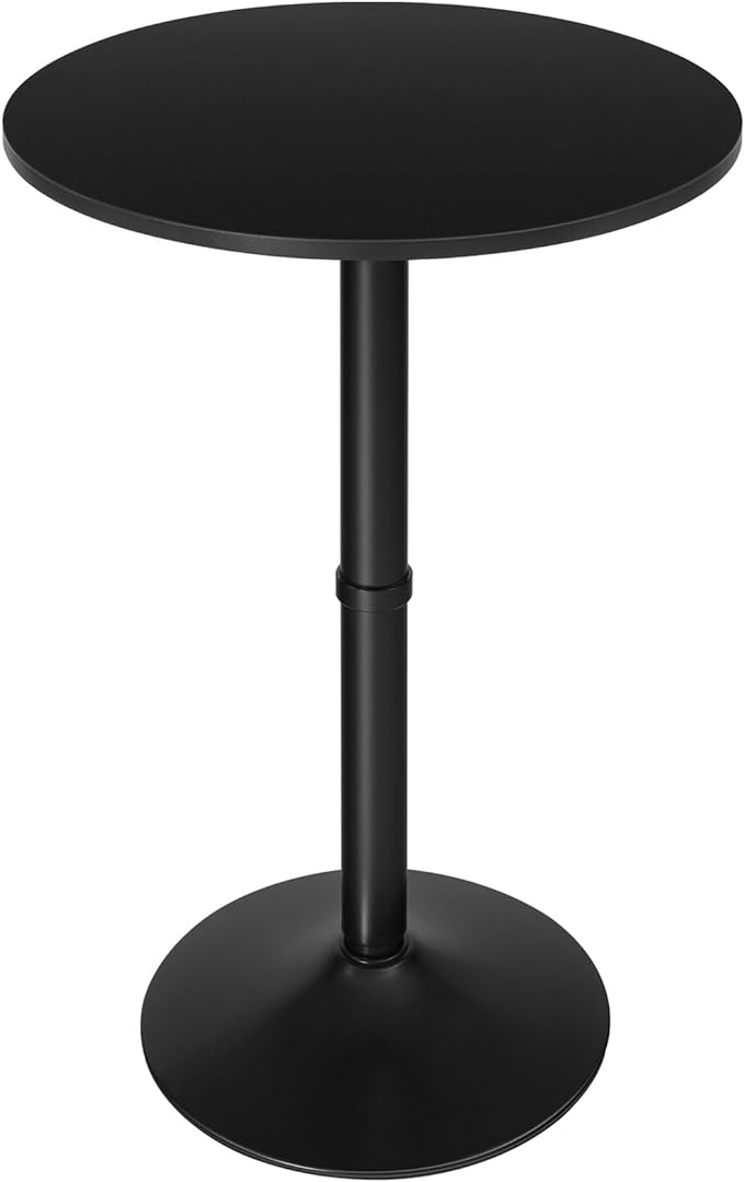 HOOBRO Round Bar Table, 35" Tall Pub Table, Cocktail Table with Base, Stable Counter Table with Non-Slip Base for Narrow Space, Bar Height Table for Kitchen, Easy to Assemble, Black BB57BT01 - LeafyLoom