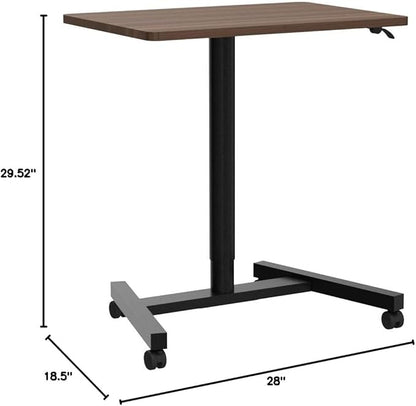 28-Inch Height Adjustable Laptop Desk, Sit-to-Stand Desk with Lockable Wheels, Rolling Standing Mobile Desk Cart for Home Office Classroom (Coffee) - LeafyLoom