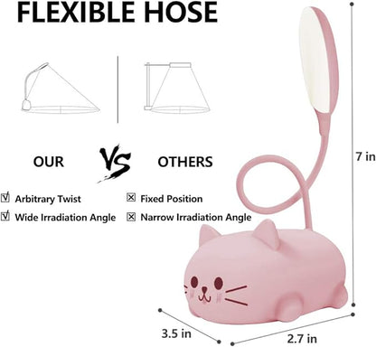 Kids Lamp, LED Desk Lamp for Kids, Cute Cat Lamp Kawaii Desk Accessories, Flexible Gooseneck Eye-Care Cartoons Small Desk Lamp Girls Gifts (Pink) - LeafyLoom