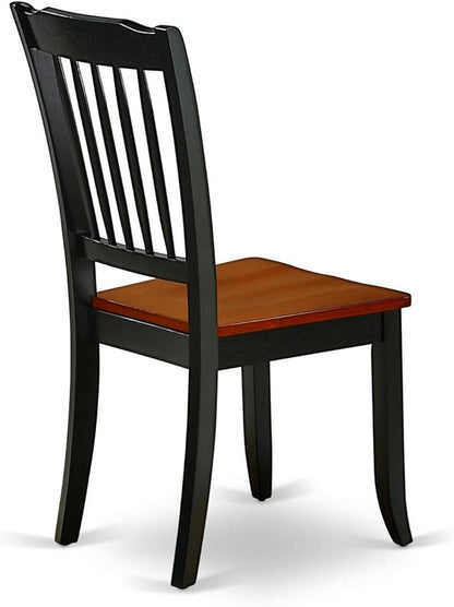 East West Furniture DAC-BCH-W Danbury Dining Room Chairs - Slat Back Solid Wood Seat Chairs, Set of 2, Black & Cherry - LeafyLoom