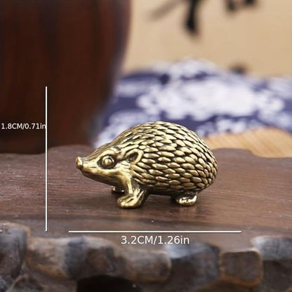 Vintage Solid Brass Hedgehog Figurine - Charming Desk Decor for Collectors - Perfect Home or Office Accent(Hedgehog) - LeafyLoom