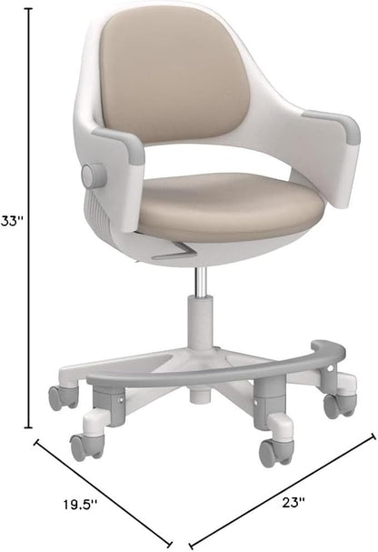 SIDIZ ringo Kids Desk Chair : Ergonomic Kids Chair with Footrest, 4-Step Growing Function, Adjustable Seat Height, Sit-Locking Casters, Swivel Type Kids Chair (Soy Milk Beige Chair) - LeafyLoom