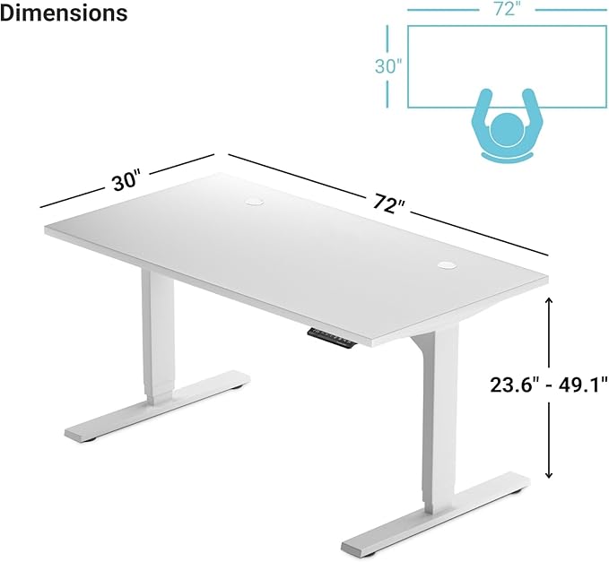 Standing desk bamboo top 72x30, electric. Adjustable height large stand up motorized ergonomic raised computer desk for home office - LeafyLoom