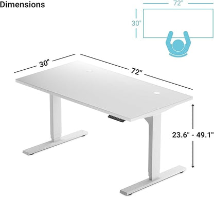 Standing desk bamboo top 72x30, electric. Adjustable height large stand up motorized ergonomic raised computer desk for home office - LeafyLoom