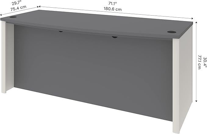 Bestar Connexion 72W Desk Shell in Slate & Sandstone - LeafyLoom