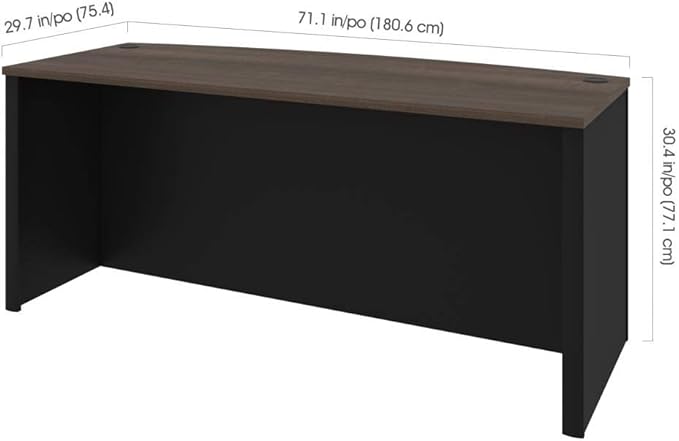 Bestar Connexion Desk Shell, 72W, Antigua & Black - LeafyLoom