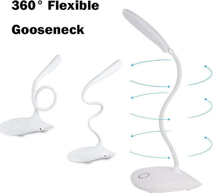 LED Table Lamp,Portable Eye-Protected Flexible Gooseneck Small Desk Lights for Dorm Study Office Bedroom-USB or 3 AA Batteries Powered -Not Include Batteries(1 Pack) - LeafyLoom