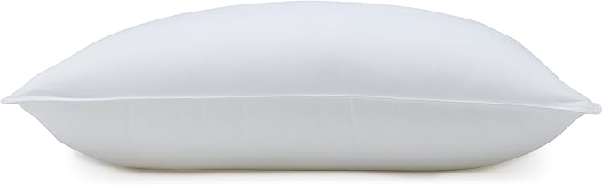 Amazon Basics Down Alternative Bed Pillow, Medium Density for Back and Side Sleepers, Standard, 26 x 20 Inch - Pack of 2, White - LeafyLoom