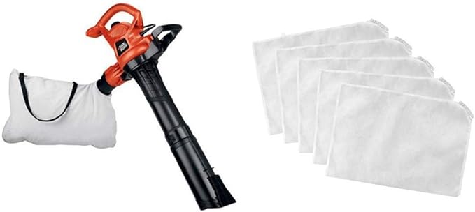 BLACK+DECKER 3-in-1 Electric Leaf Blower with Leaf Blower Vacuum Bags, Disposable (BV3600 & BV-008) - LeafyLoom